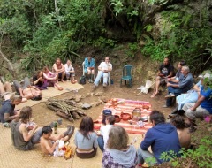 Having a picnic by the river and getting ready for a Ceremony